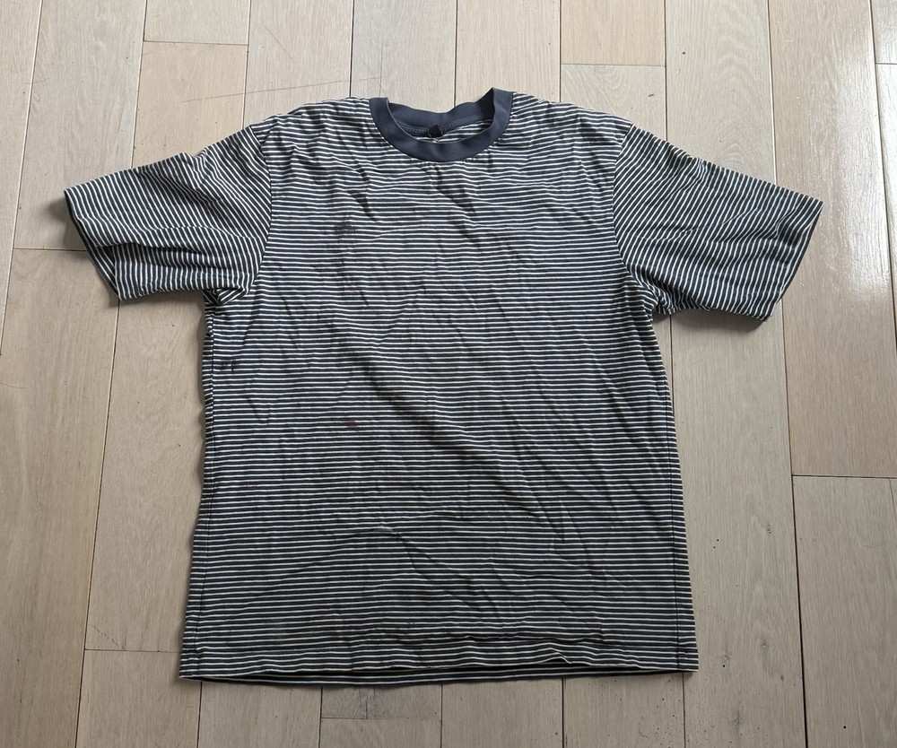 Uniqlo Shirt Mens Large White Blue Striped Short Sleeve Tee