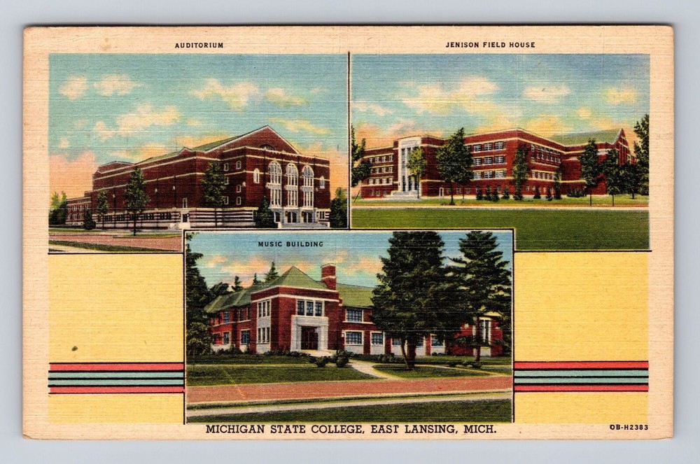 East Lansing MI-Michigan State, College Campus Bldgs. Vintage Souvenir Postcard