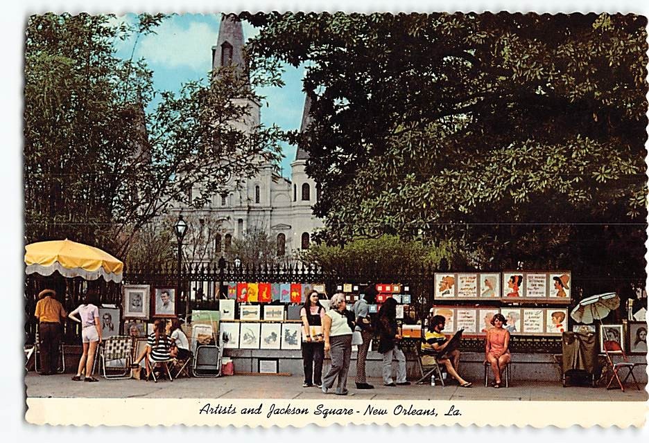 Postcard Artists & Jackson Square New Orleans Louisiana USA