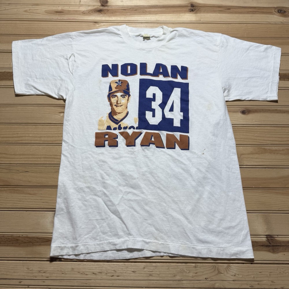 Vintage 80s Houston Astros Nolan Ryan #34 MLB Baseball Shirt Size Large