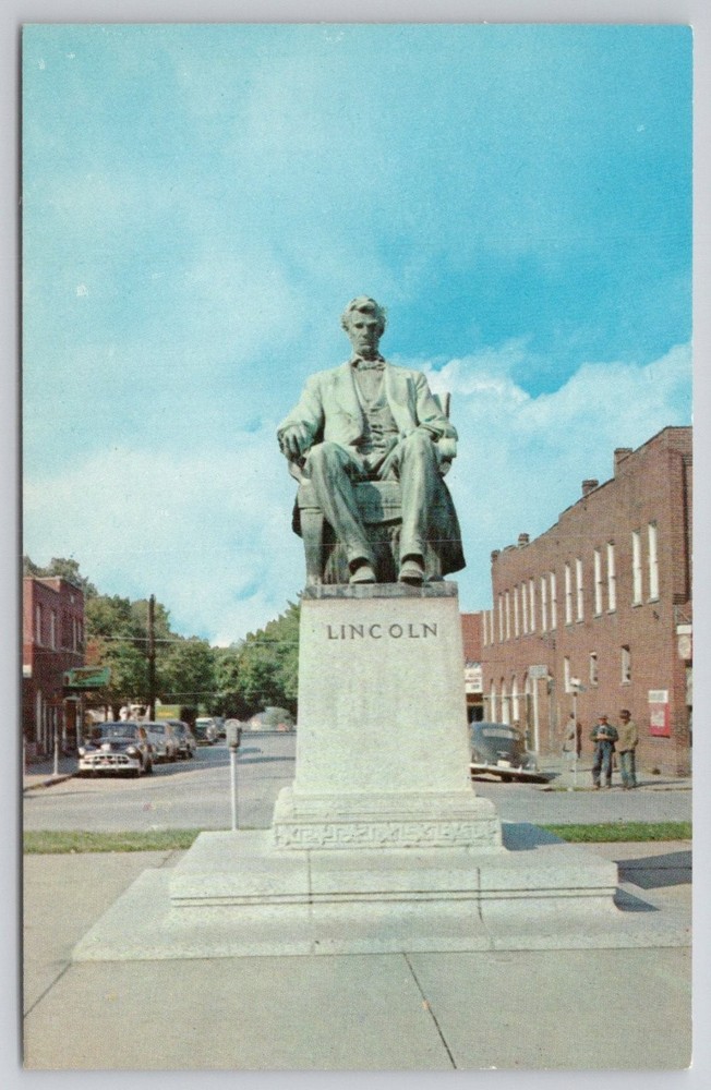 Abraham Lincoln Statue Hodgenville Kentucky Plastichrome Postcard Tichnor Bros