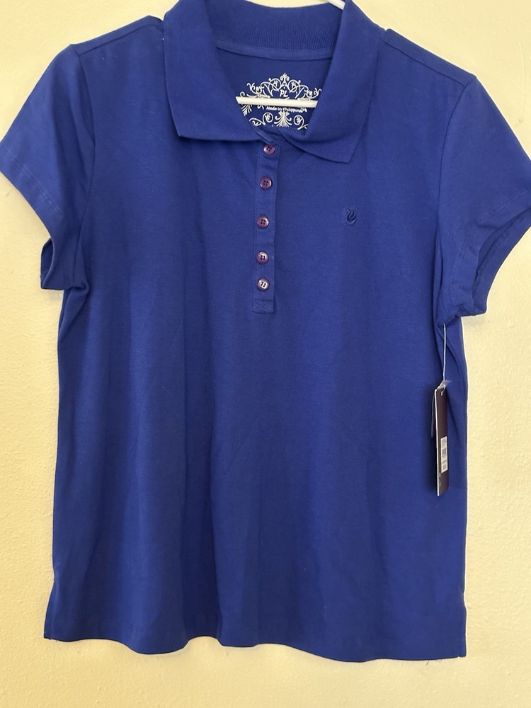 Gloria Vanderbilt Sapphire Blue Cotton Spandex Collared Polo PL