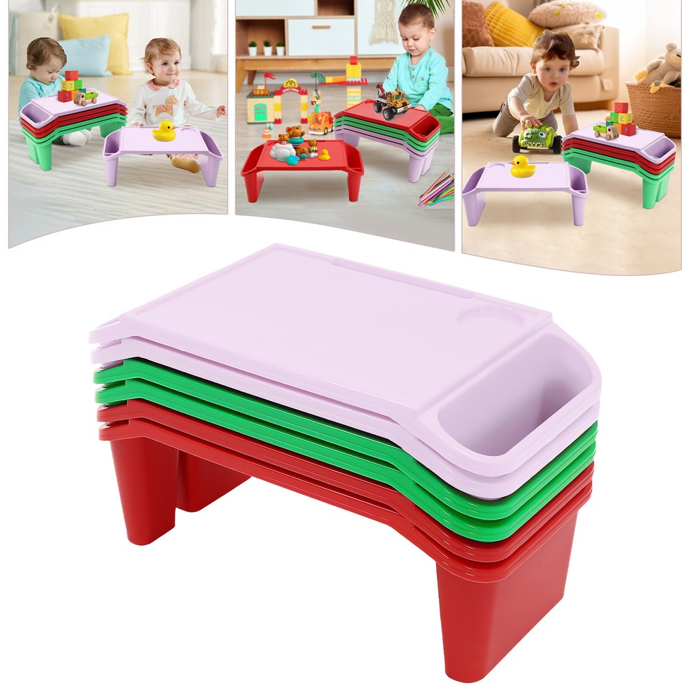 6-piece kids lap desk tray with side slots for meals or laptops