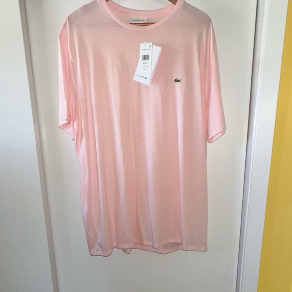 Lacoste Light Pink Cotton Logo Men's T-Shirt 3XL TH6709 Crew Neck Short Sleeve