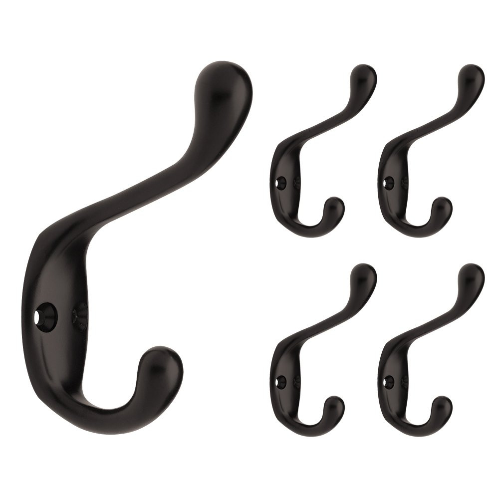 Heavy Duty Matte Black Coat and Hat Hook B42302M-FB-C 5-Pack  