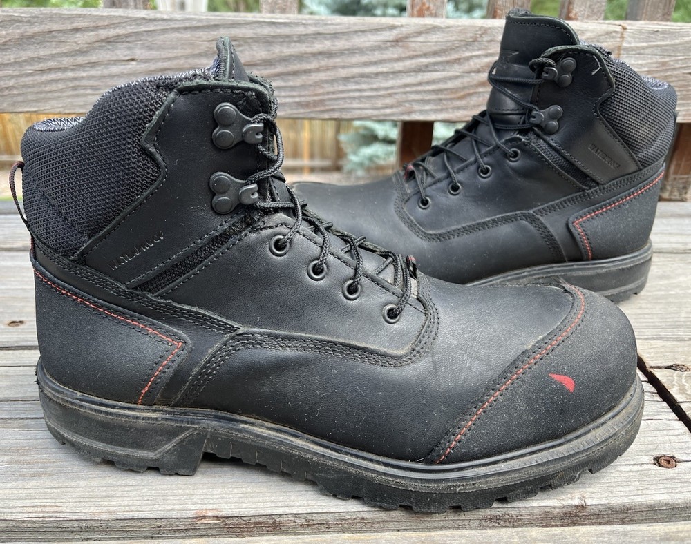 Red Wing 2400 BRNR XP 6-Inch Waterproof Safety Toe Work Boots for Men in Black - Size 10.5 EE