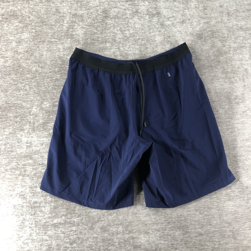 NOBULL Men's Athletic Shorts Navy Blue Logo Drawstring Pockets Size XL 9.5