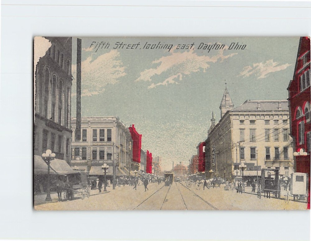 Postcard Fifth Street Looking East Dayton Ohio USA