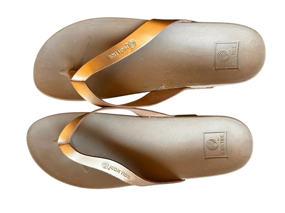 High Tide Ladies Metallic Gold Flip Flops
