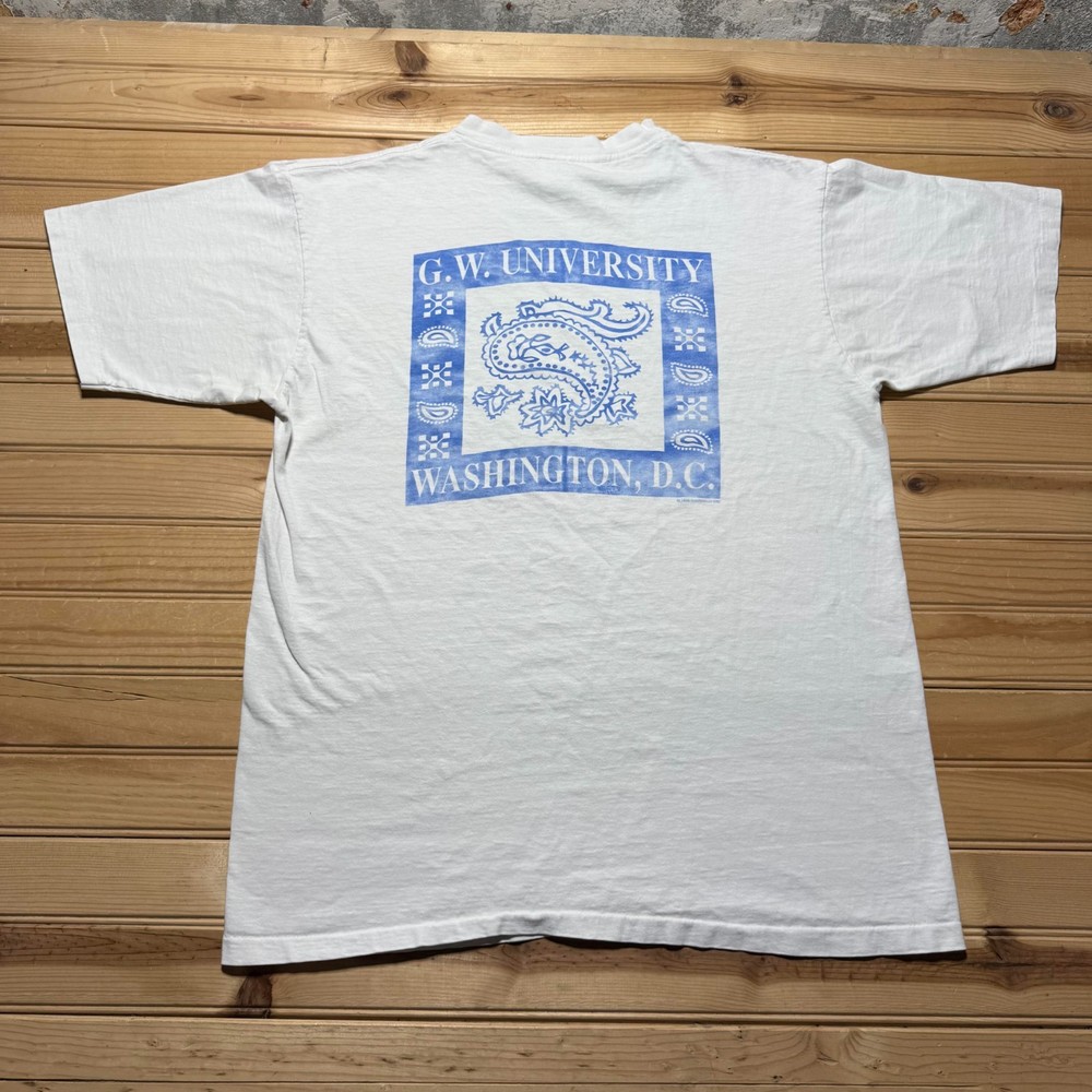 Vintage 1991 G.W. University Washington D.C. Paisley Single Stitch T-Shirt XL