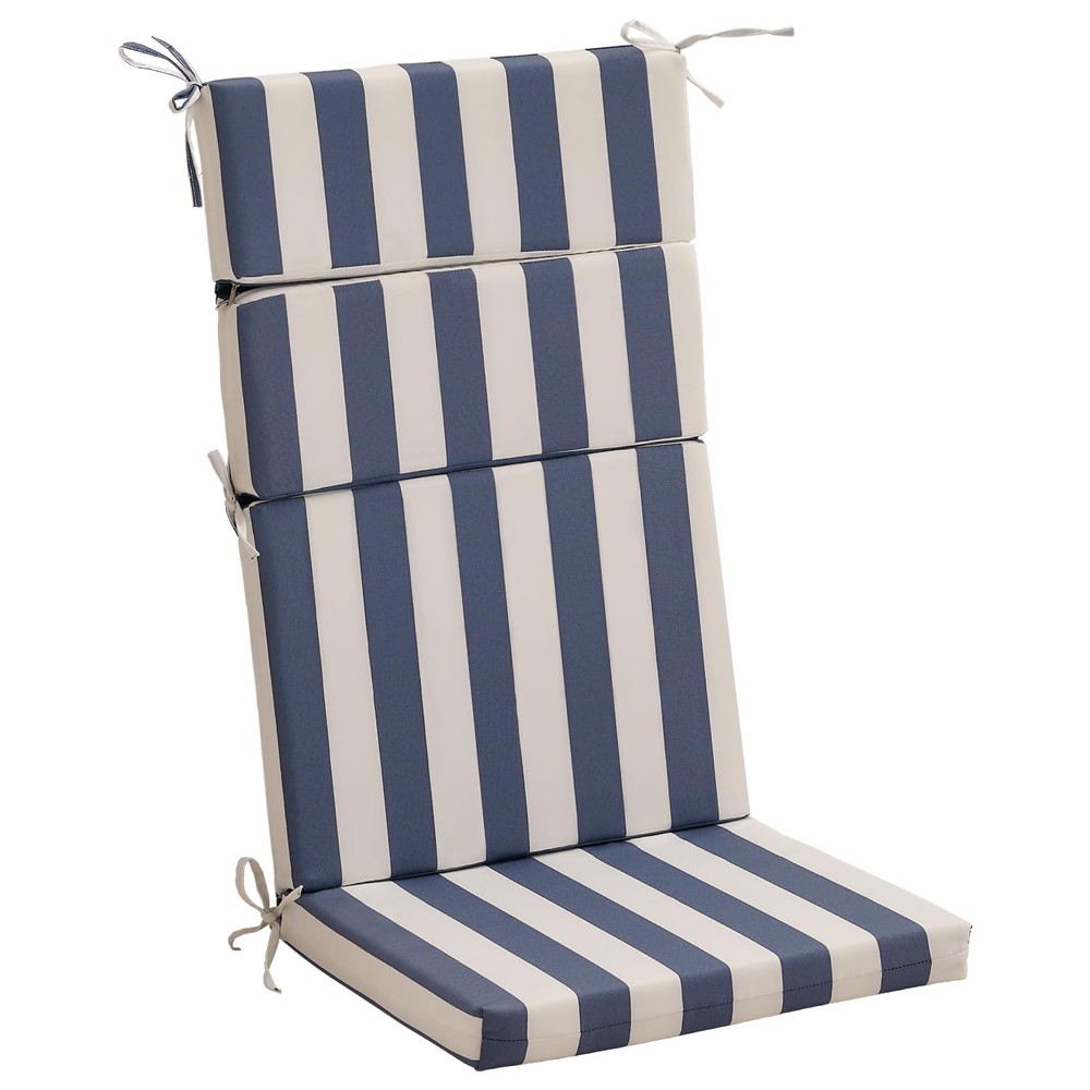 Indoor/Outdoor One Piece High Back Chair Seat/Back Patio Cushion with Ties, 4...