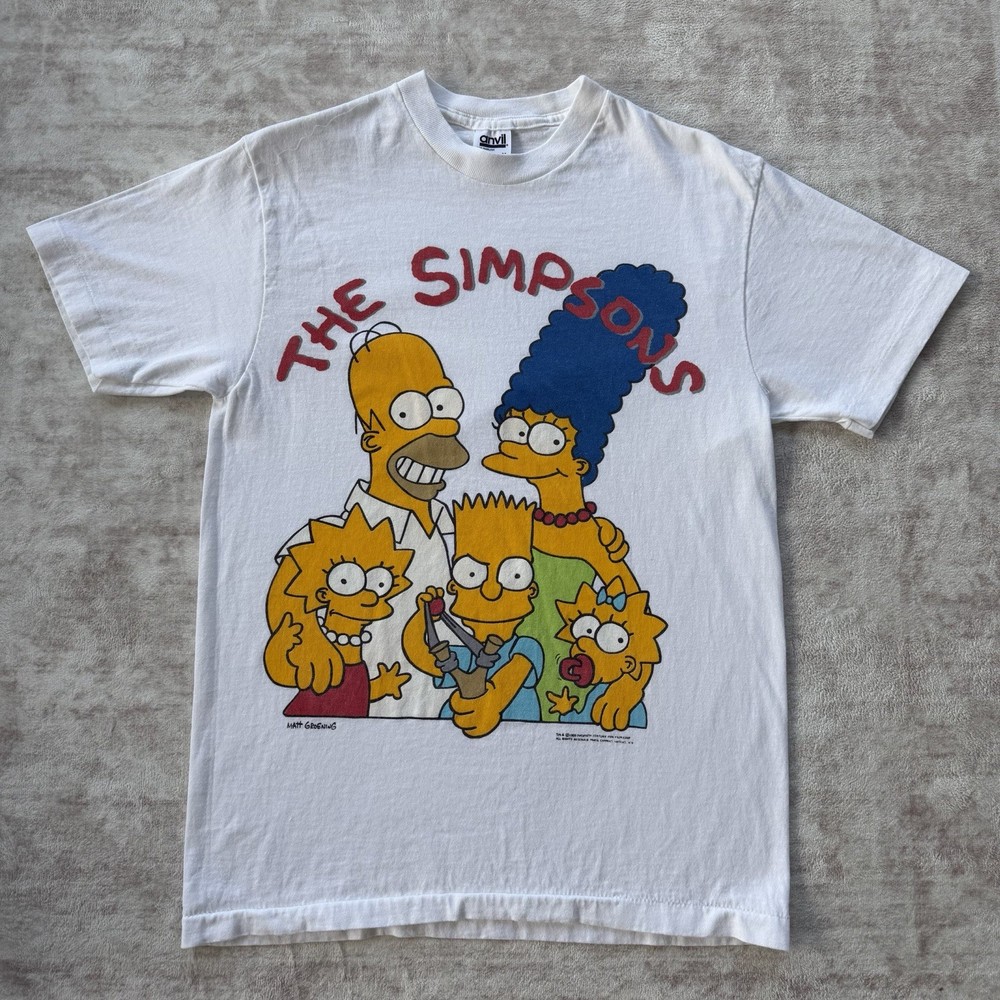 Vintage The Simpsons Cartoon Family Portrait Single Stitch T-Shirt Size Medium