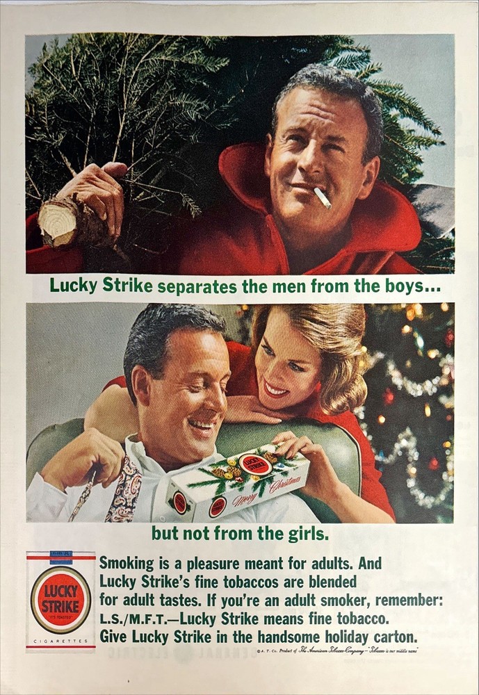 Lucky Strike Cigarettes Separates the Men from the Boys Vintage Print Ad 1963