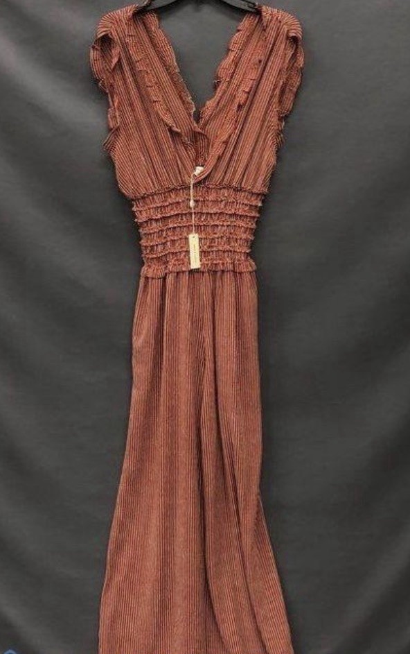 NWT Max Studio Burnt Orange & Cream Patterned Women's Jumpsuit - Size L