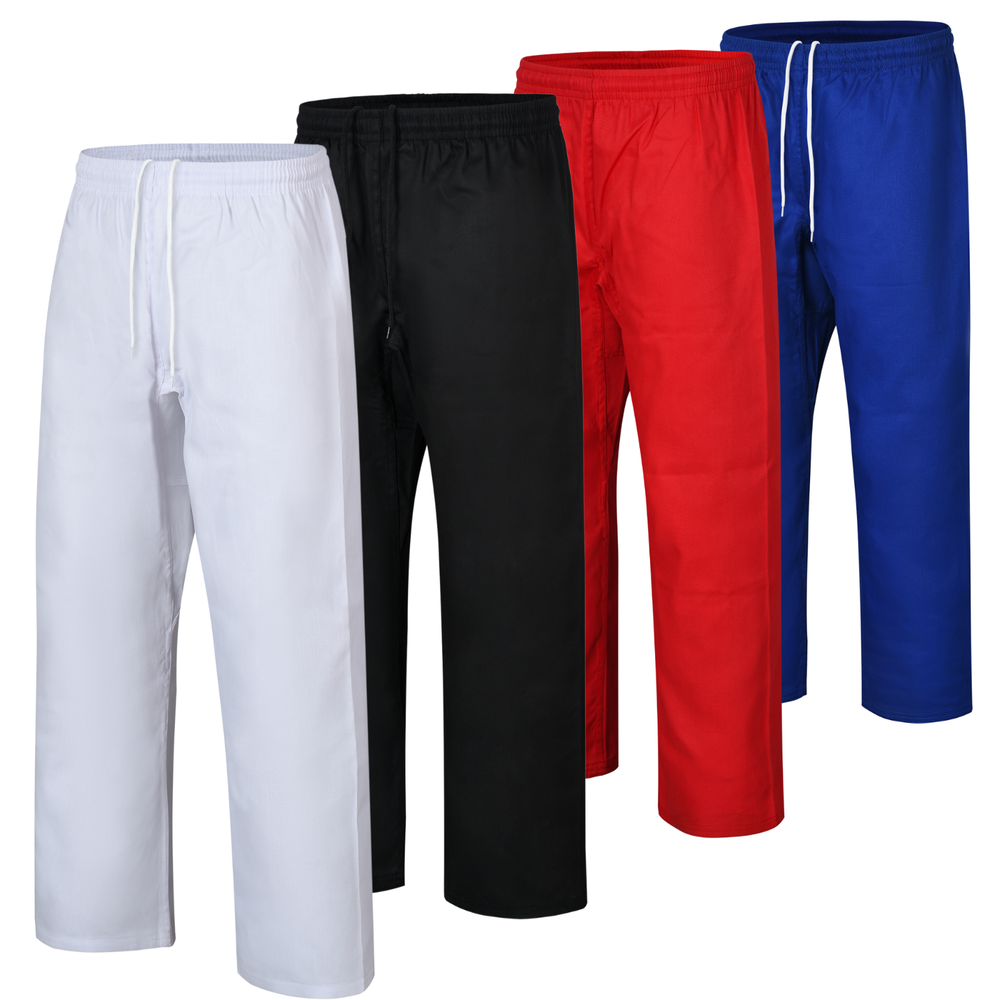 Karate Pants 7.5 oz Taekwondo Martial Arts Elastic Waist for Kids & Adults