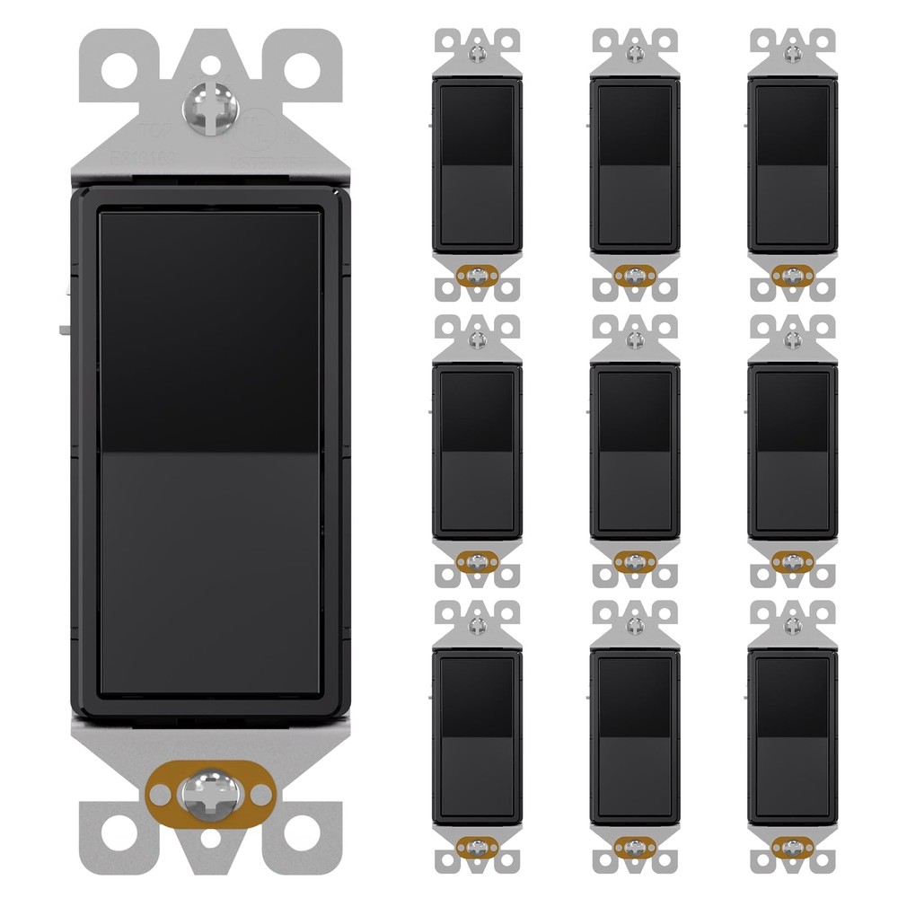 AIDA Single Pole Rocker Decorator Light Switch, Glossy Black