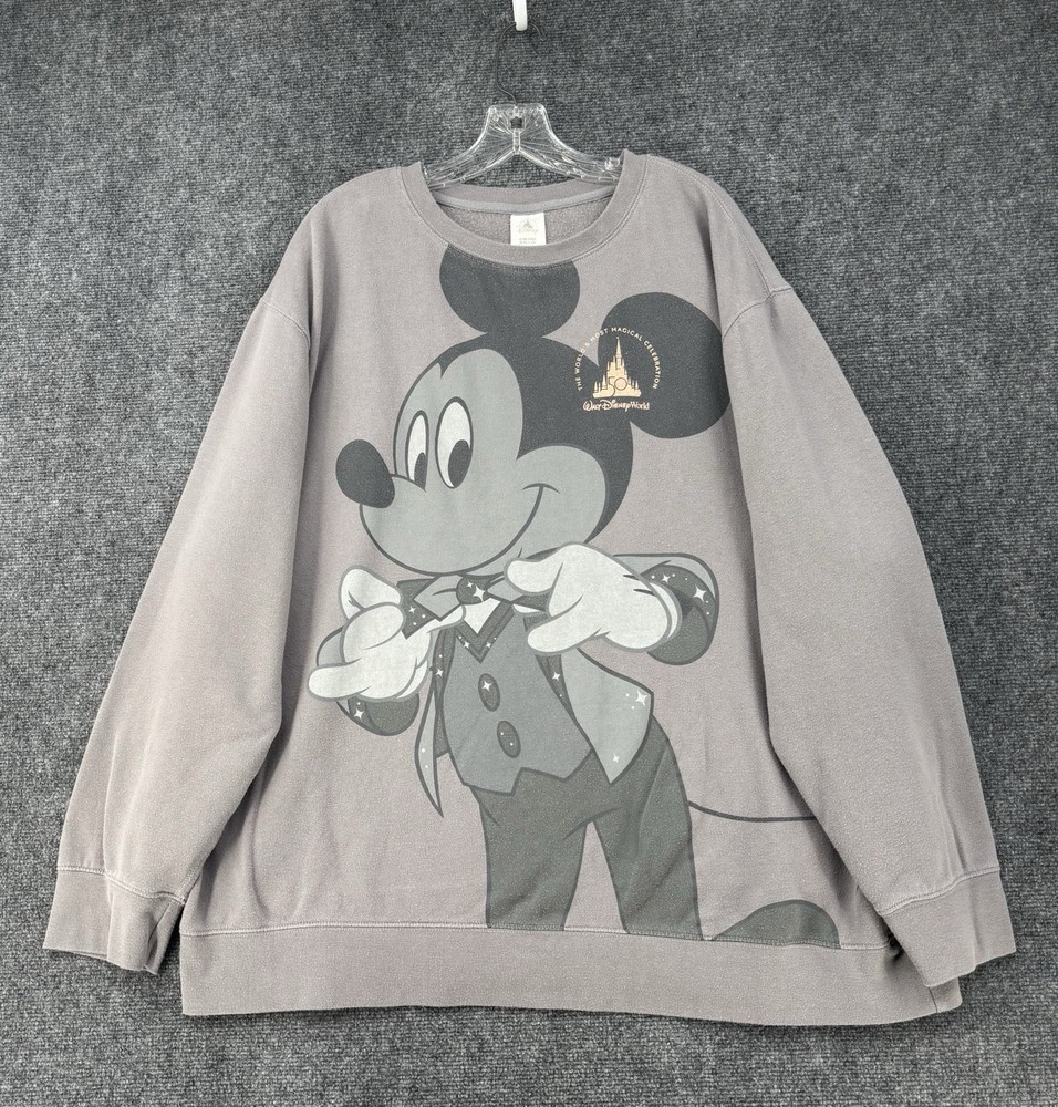 Walt Disney World Sweatshirt Womens 3XL Gray Mickey Mouse 50th Anniversary