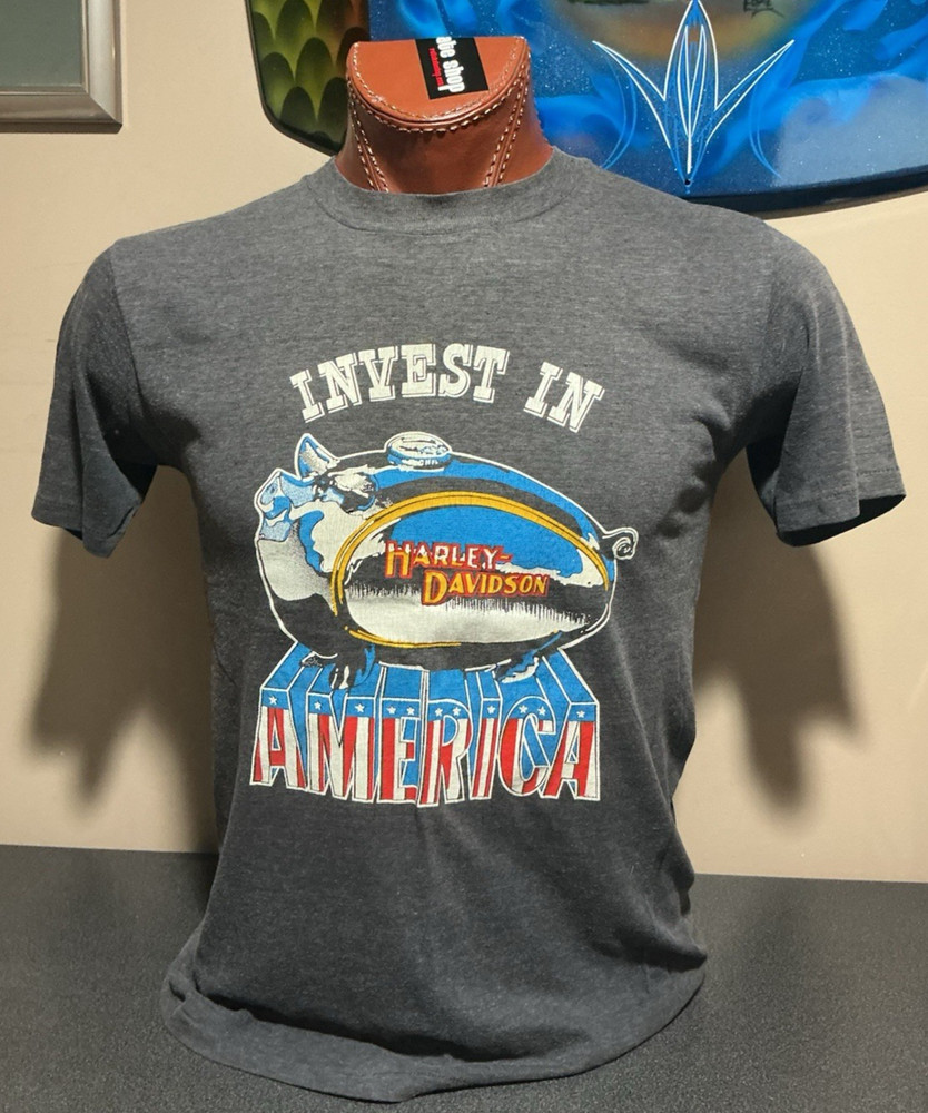 Vintage Harley-Davidson Invest in America single stitch t-shirt Jim's H-D NO TAG