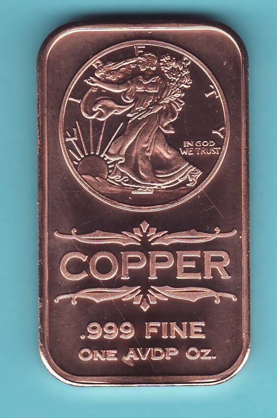WALKING LIBERTY  1 oz. Copper  Bar