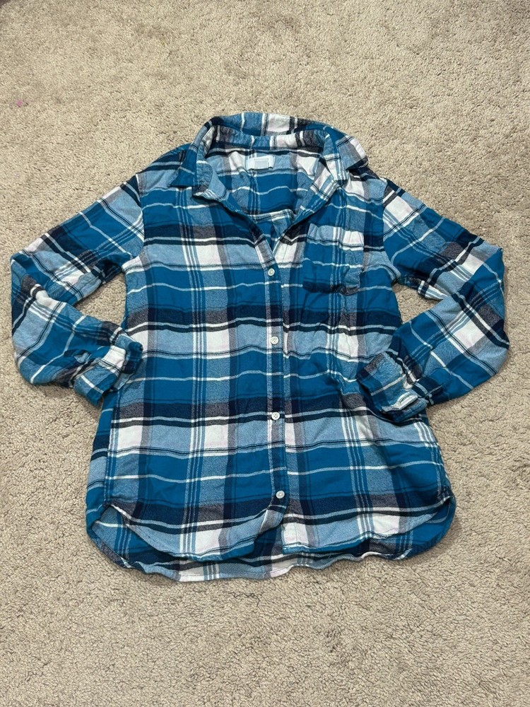 Old Navy Girls Shirt Size XL Multicolor Plaid Button Down Soft Classic Casual