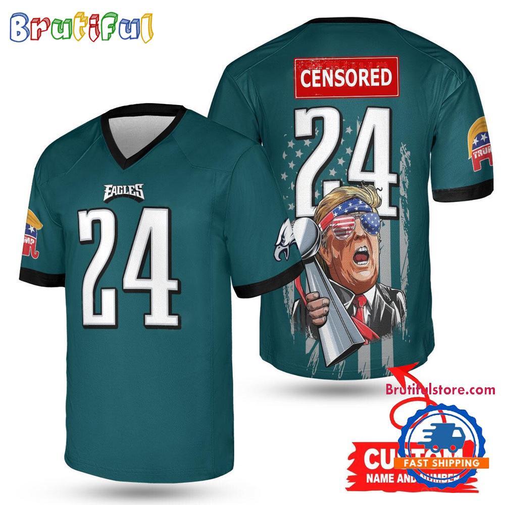 Philadelphia Eagles Donald Trump Super Bowl Trophy Football Jersey