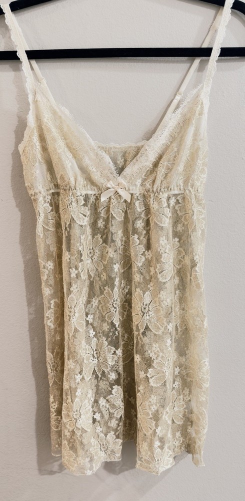 Hanky Panky Lace Chemise Nighty  Nightgown Small Sexy Slip Dress Gold