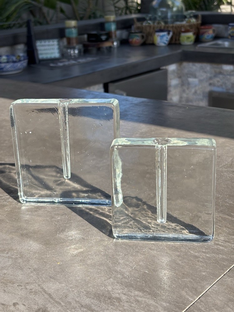 VTG Wiesenthal Hutte Solifleur Glass Block Bud Bases 5