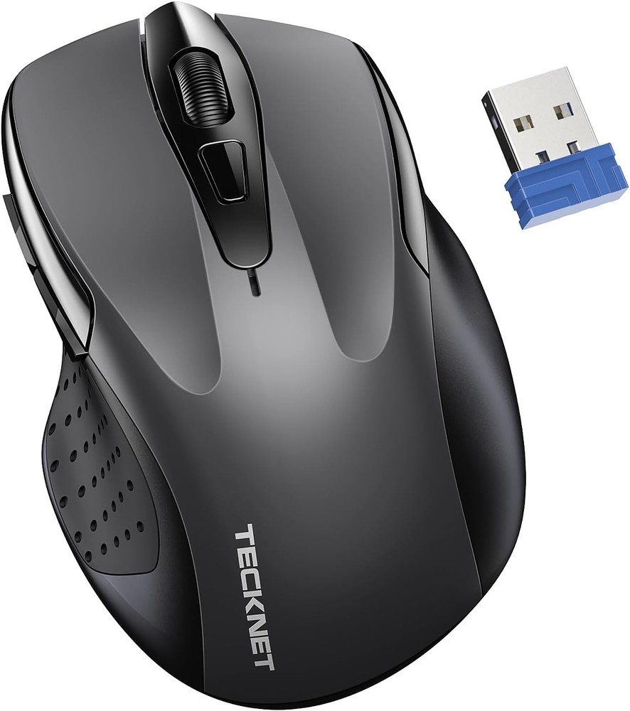 TECKNET Silent Wireless Mouse for Laptop with 2.4G Connection in Dark Grey