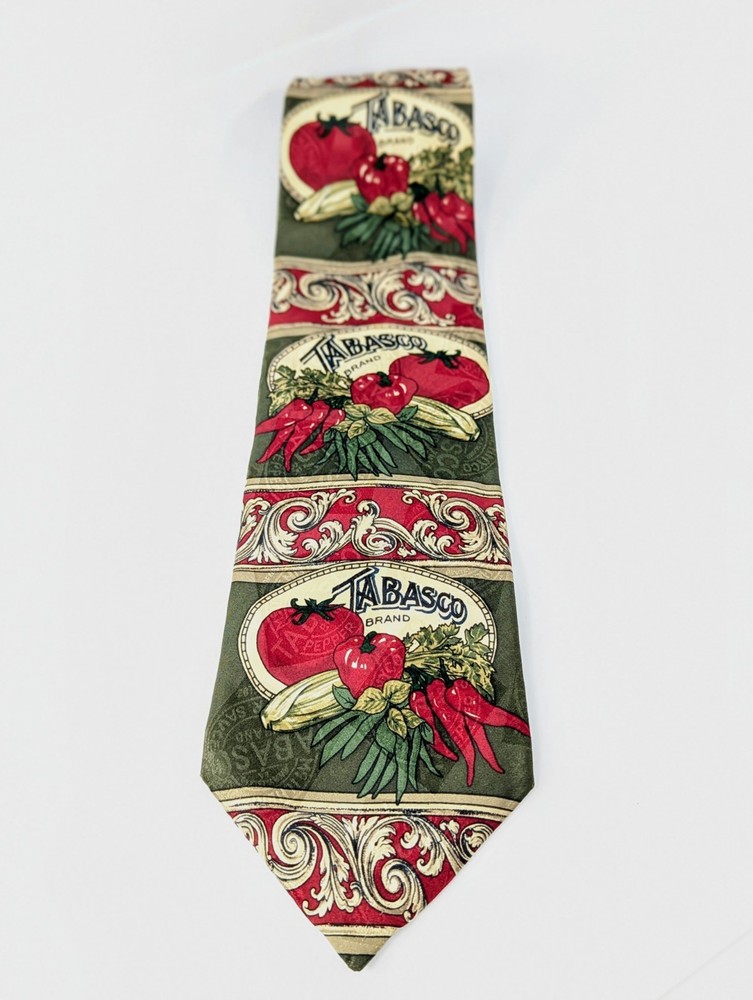 Tabasco Hot Sauce Mens Vintage Neck Tie Red Multicolor Silk Tomato Pepper
