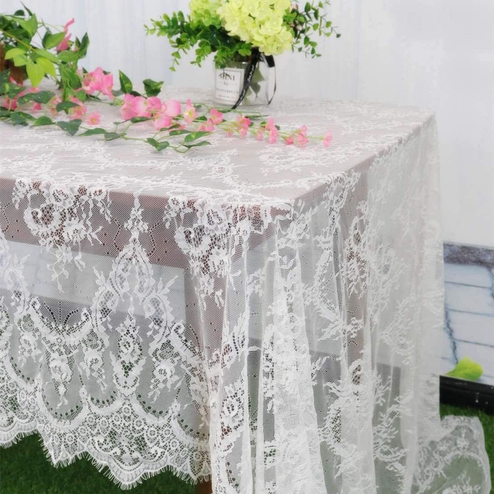Vintage Lace Tablecloth - 60x120-Inch Rectangle Boho Print Lace Overlay
