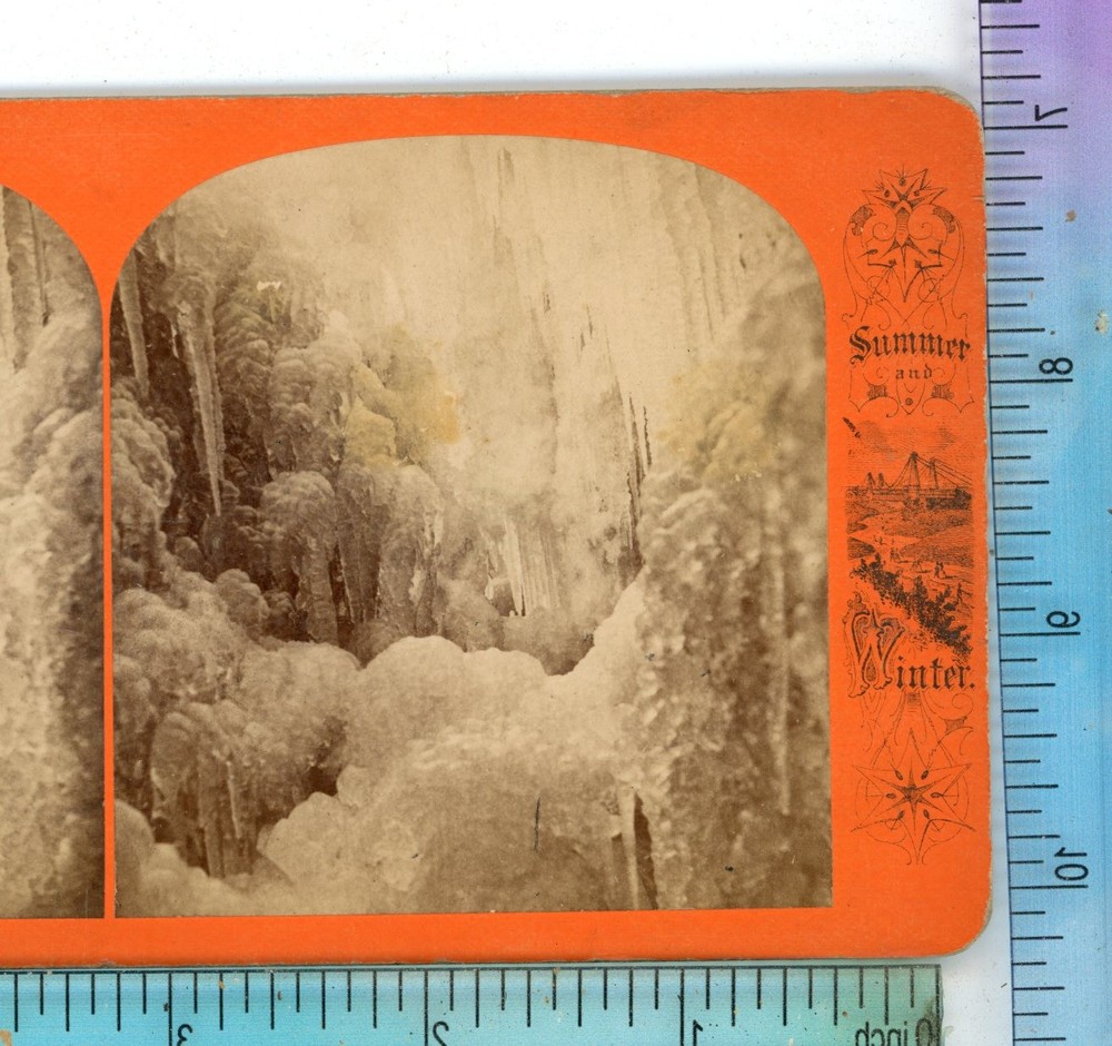 Niagara Falls Frozen Waterfall Scene  Stereoview