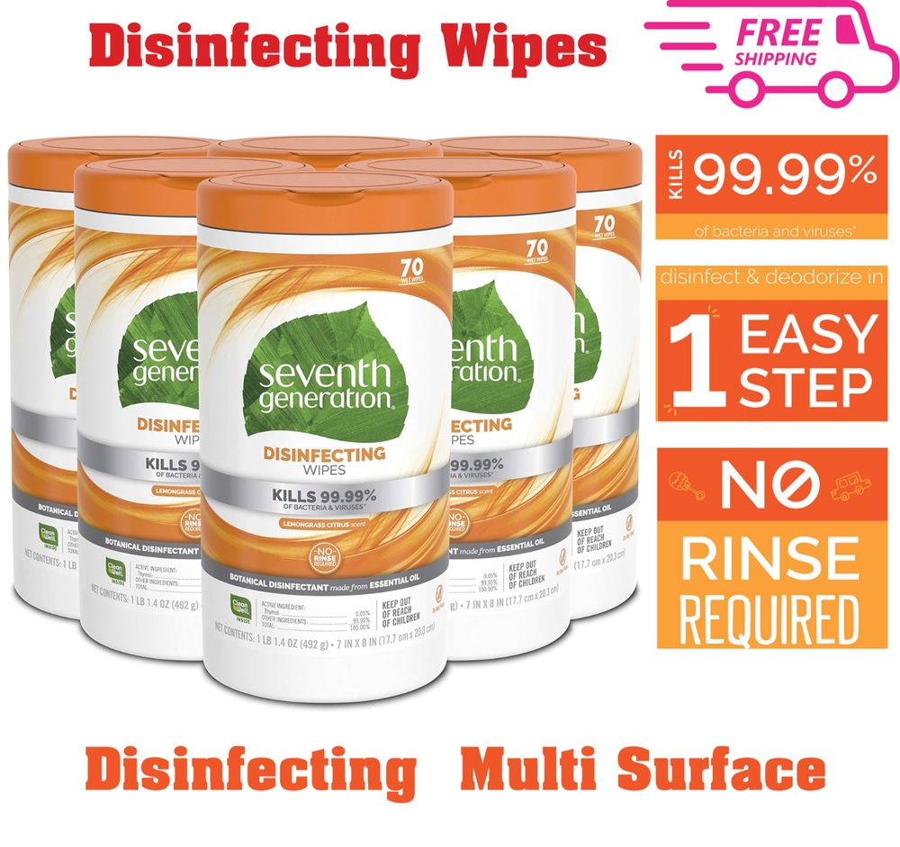 Seventh Generation Disinfecting Multi Surface, Botanical Scent, 70 Ct, Pack of 6