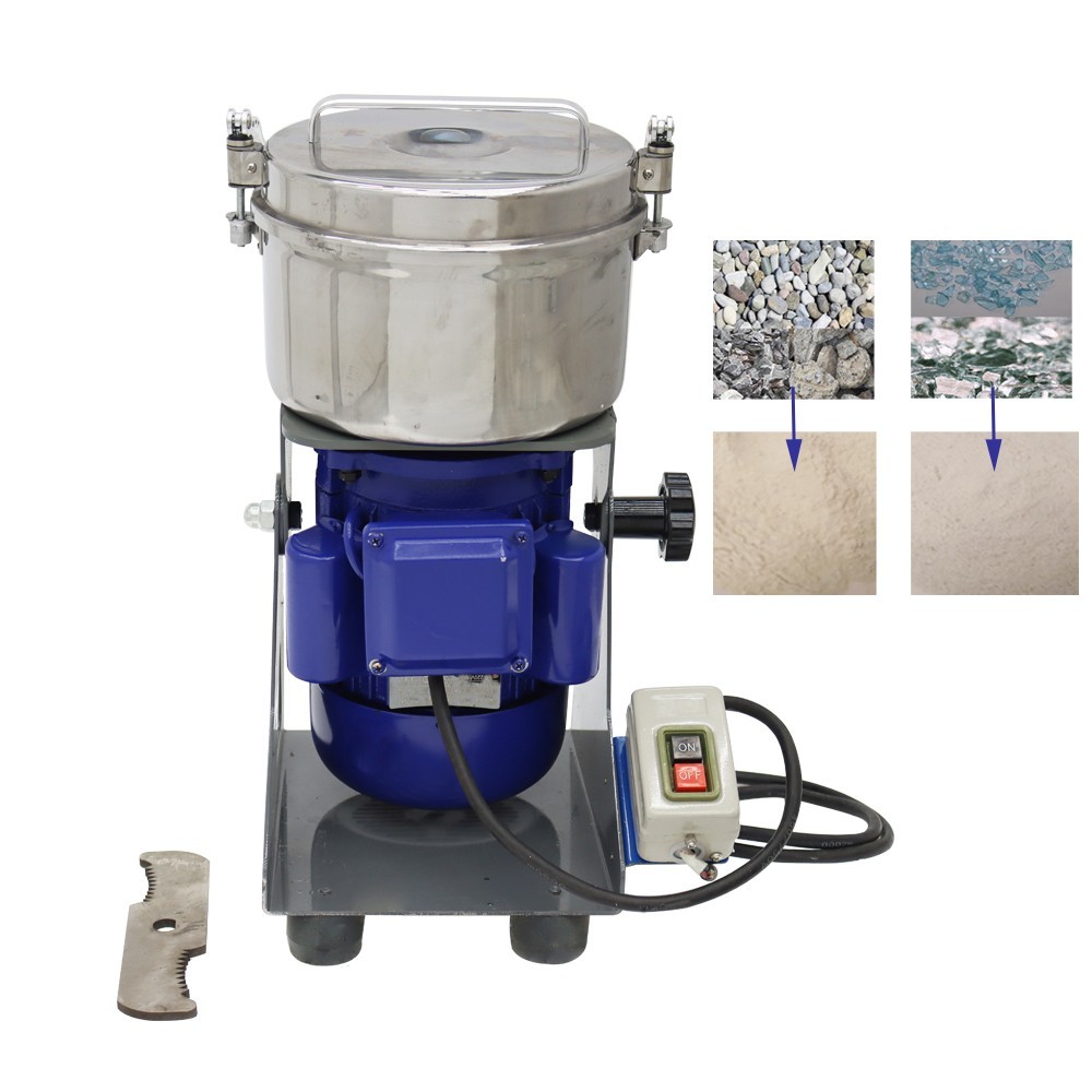 220V Multifunctional Mineral Glass Ore Rock Crusher with Blade 1.1KW 2800r/min