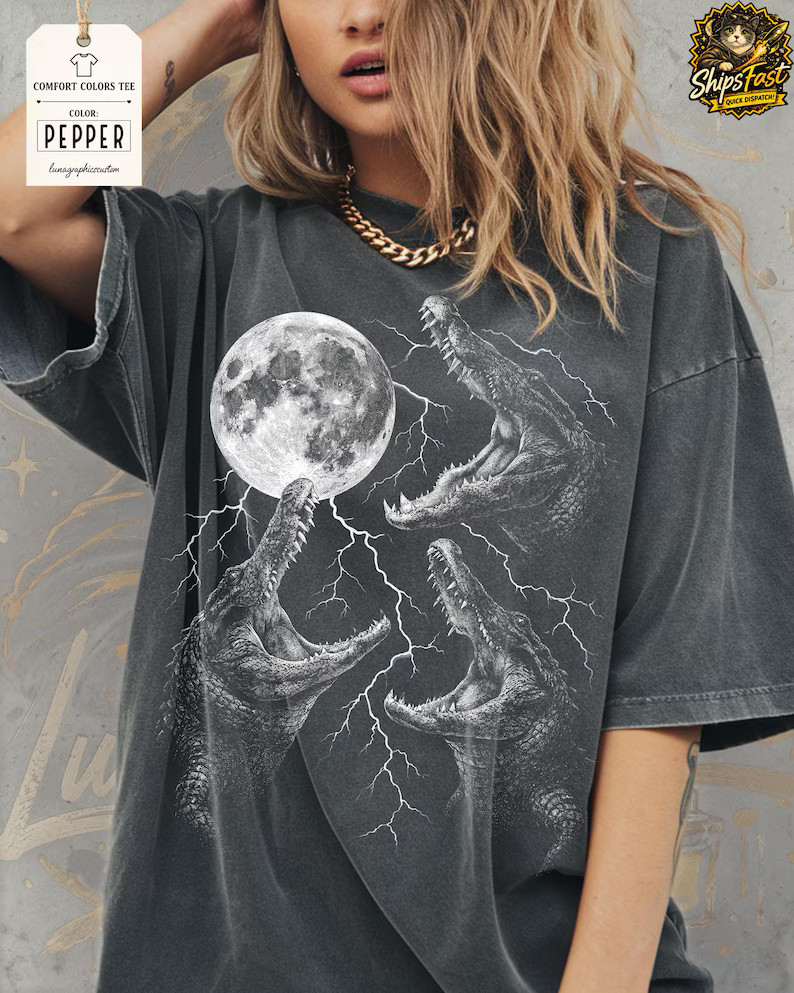 Vintage Alligator Lightning Graphic Comfort Tee