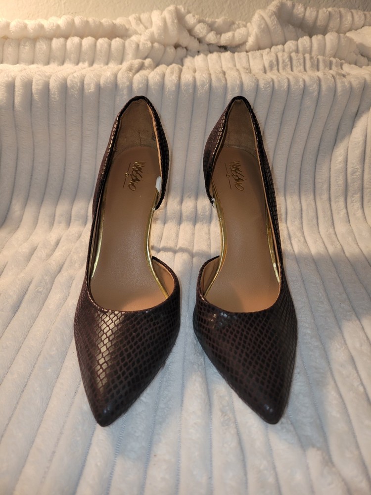 Mossimo Women Heel Pump Black/Brown Fabric Upper Shoes Sandal Size 7.5 Pre-Owned