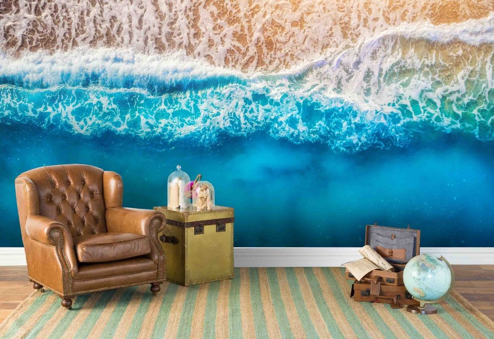 3D Overlooking Sea Beach Landscape Wall Murals Wallpaper Murals Wall Sticker
