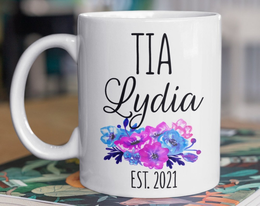 Personalized Aunt Tia Mug New Baby Baby Shower Pregnancy Gifts 1st Niece First