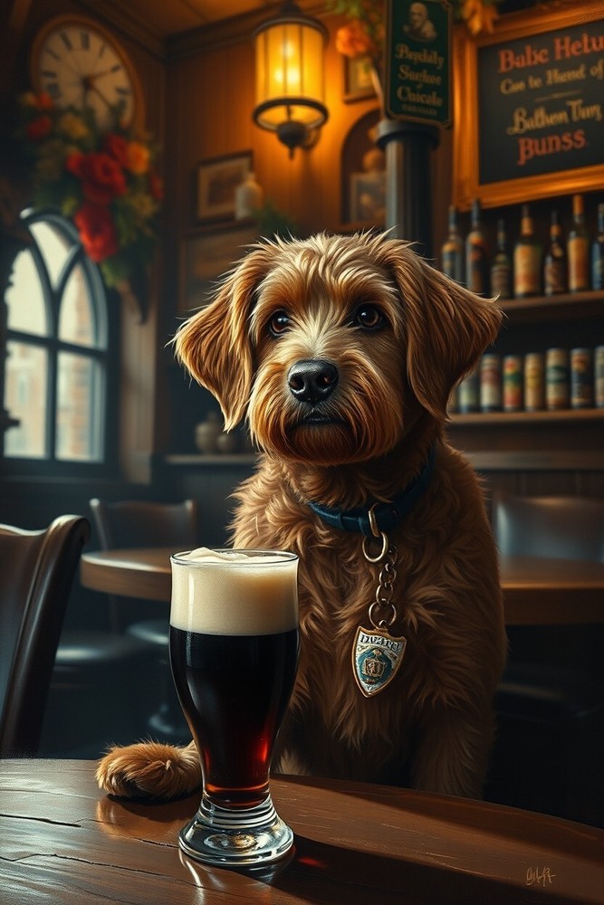 Dog Beer Pub Fantasy - Premium 4x6 High-Quality Photo Art Print for Pet Lovers