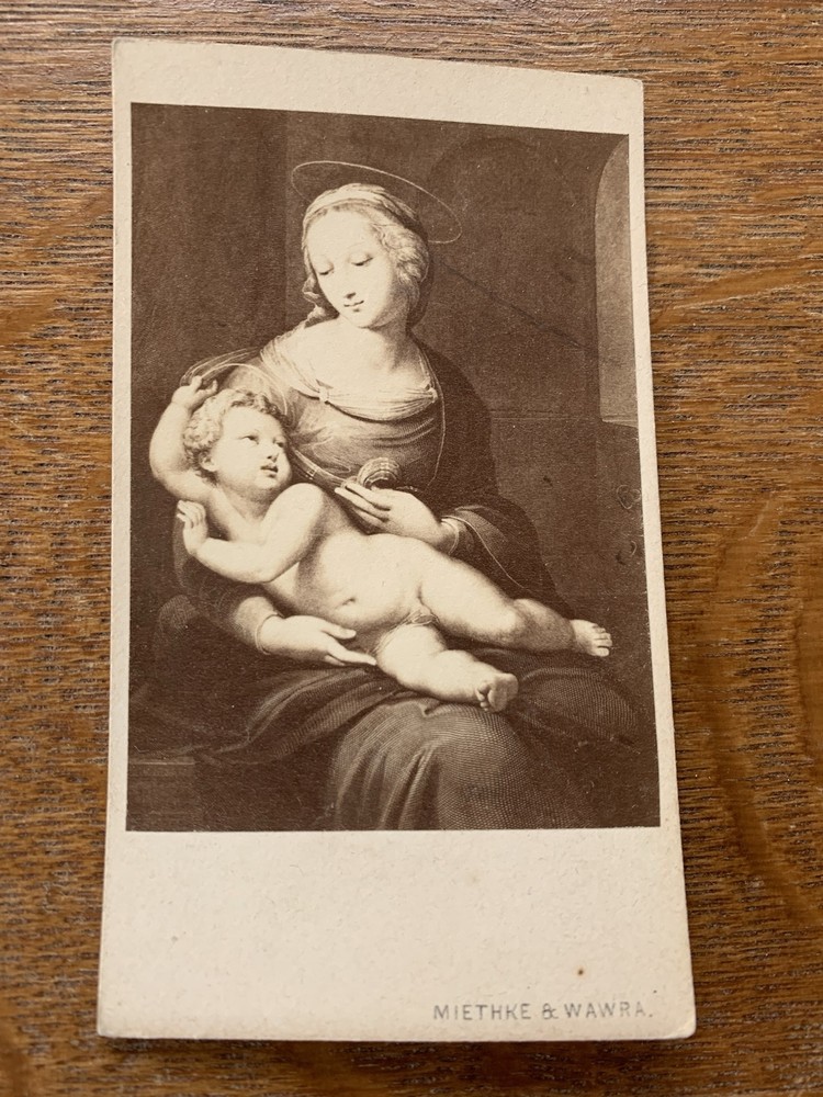 Antique Filler CDV Photograph Madonna And Child By Raphael