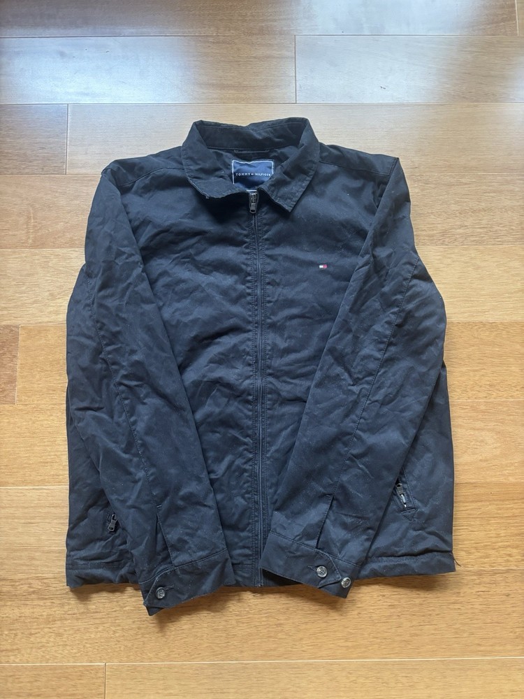 Tommy Hilfiger Men's Cotton Jacket Black Size Large Plaid Lining