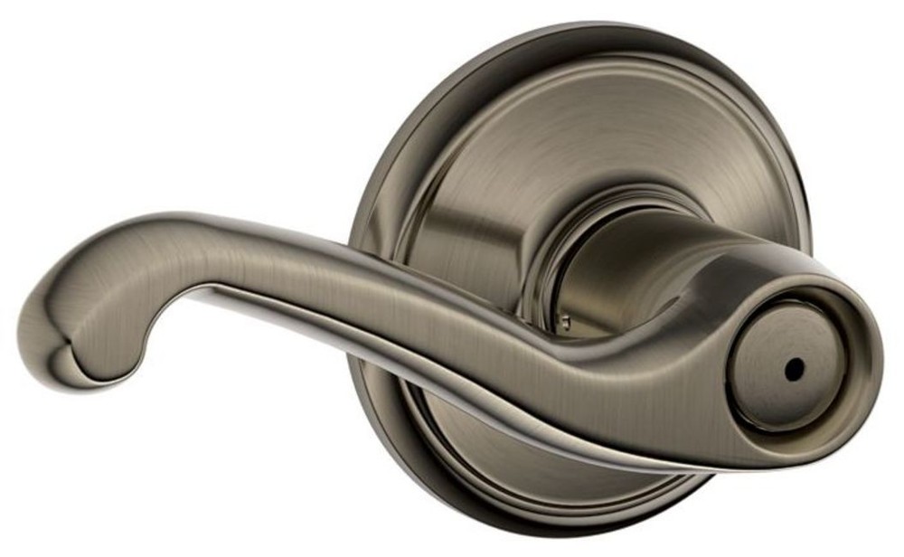 Schlage F40-FLA Pewter Flair Privacy Door Lever Set - Elegant Pewter Finish, Secure Privacy Function, Durable Design for Interior Doors
