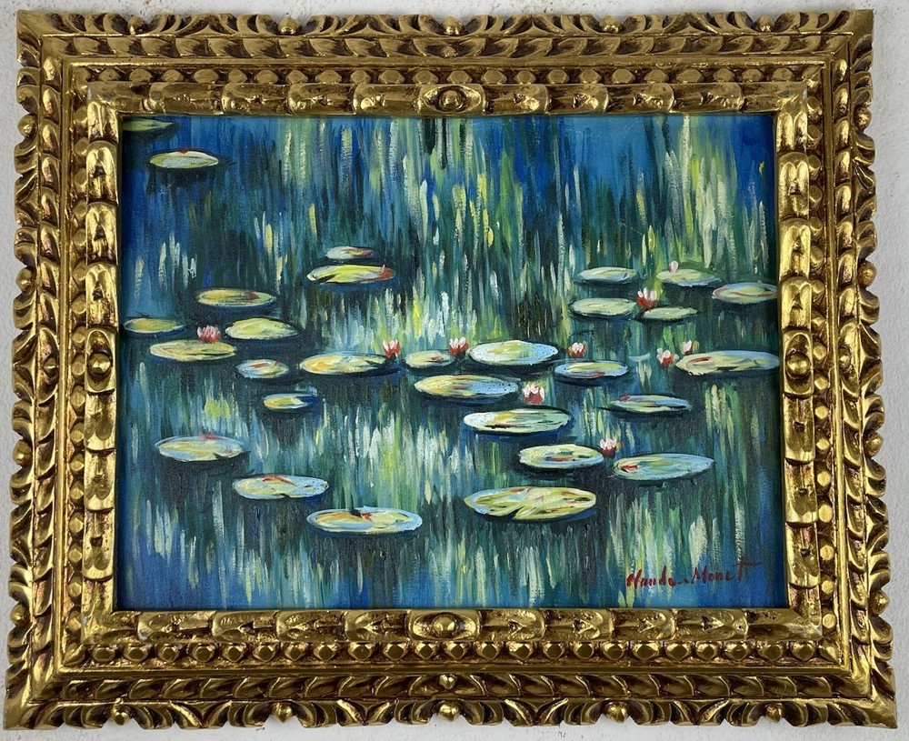 Claude Monet Oil On Canvas (Handmade) signed and stamped Framed