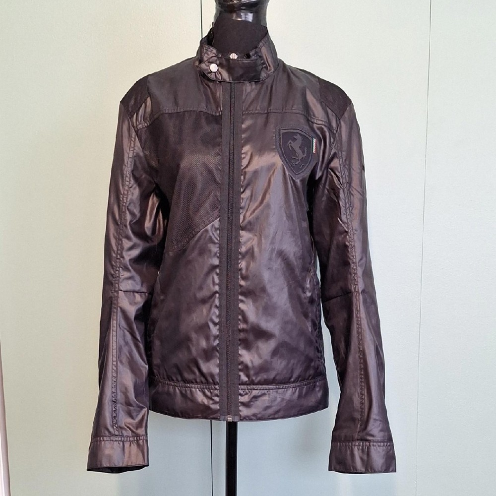 Puma Ferrari Black Windbreaker Jacket Size Small