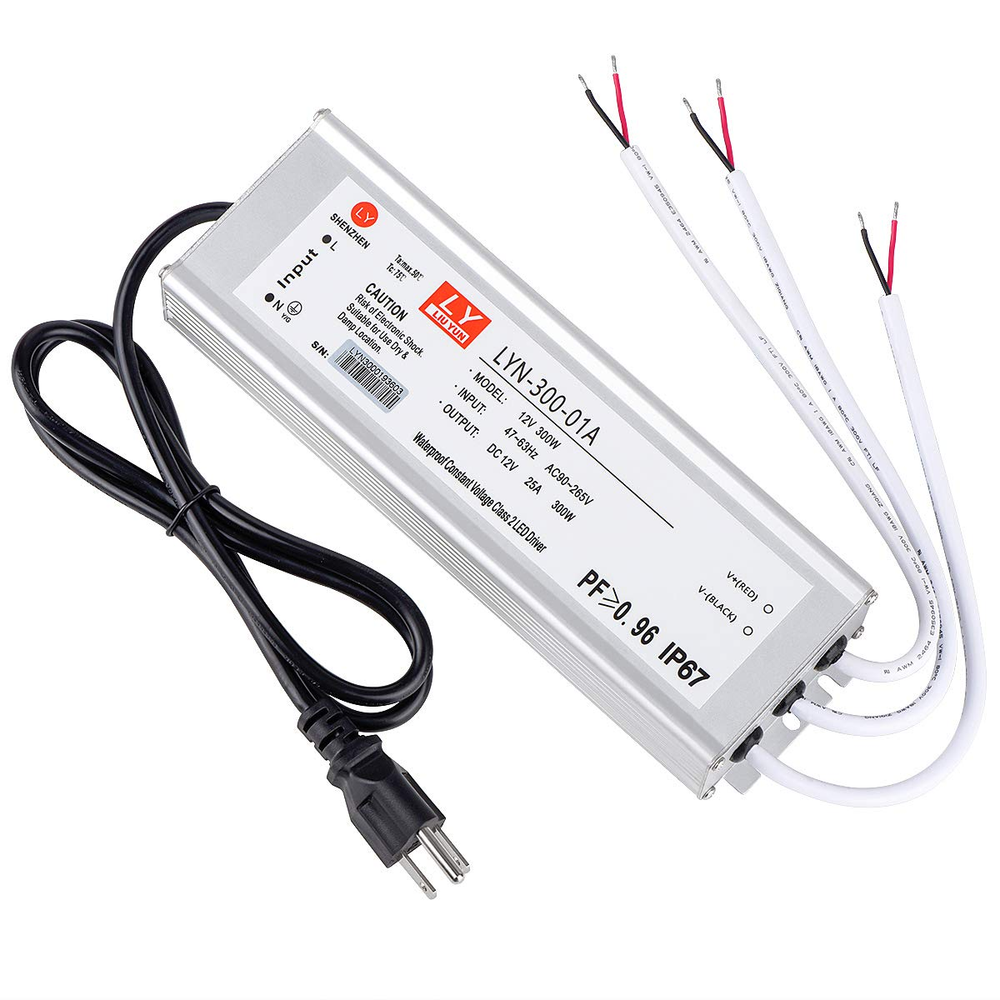 LED Driver 300 Watts (100W X3) 25A Waterproof IP67 Power Transformer Adapter 90-