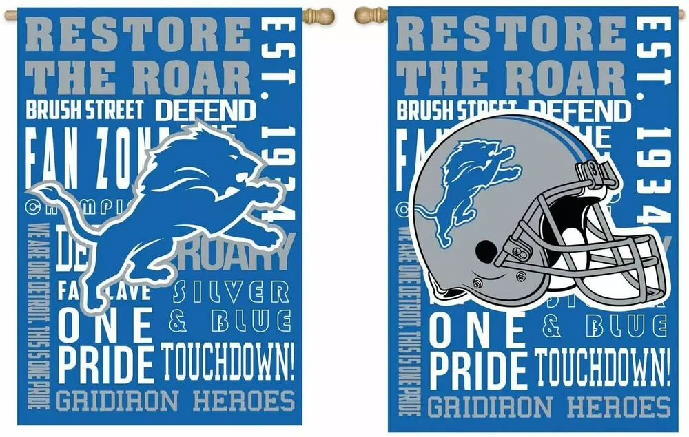 NFL Detroit Lions 29x43 Heavy Duty Embossed Suede Team Flag