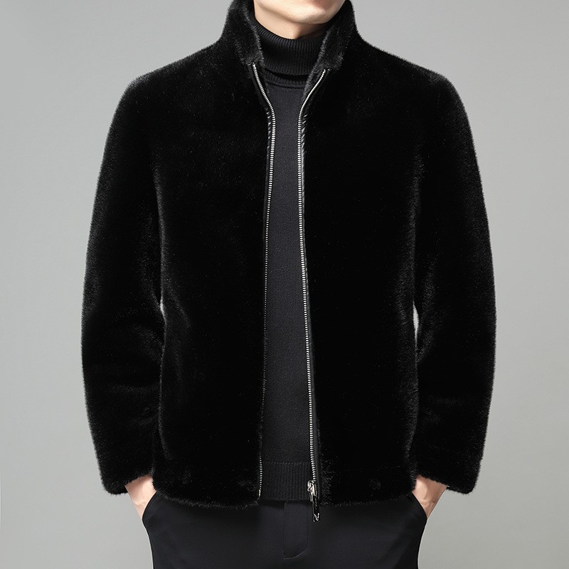 Winter Mink Fur Jacket Men's Fur Casual Warm Coat Luxury Stand Collar Fur Coats