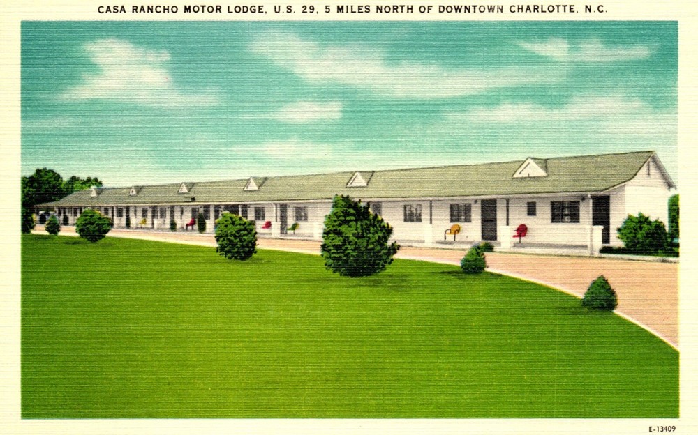 Postcard casa rancho motor lodge Charlotte North Carolina