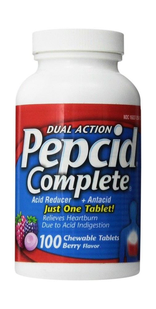 Pepcid Complete Dual Action Acid Reducer and Antacid Berry Flavored Chewable ...-image