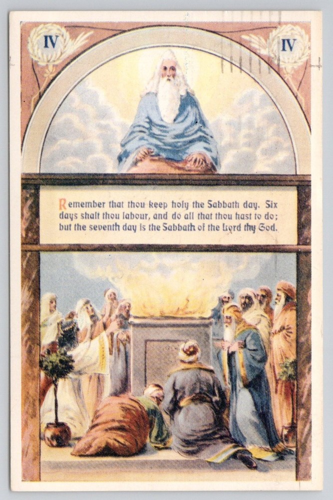 1973 Postcard: Fourth Commandment - Sabbath Day Observance, Religious Art #4/10