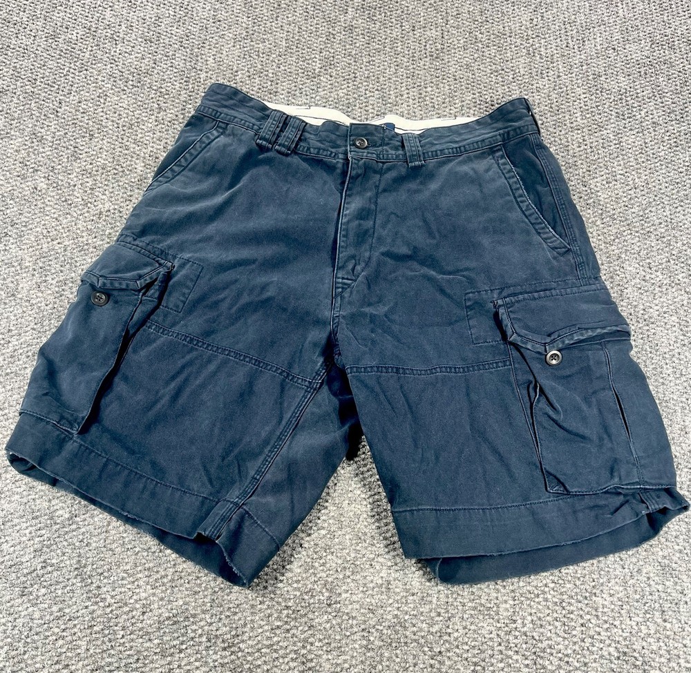 Polo Ralph Lauren Cargo Shorts Mens 34 Navy Blue Wide Leg Utility Y2K